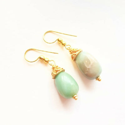 Amazonite Capped 18ct Gold Plated Earrings