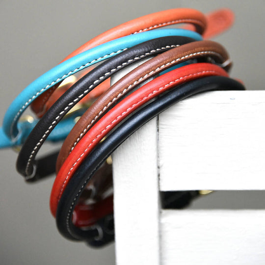 Bowfell Narrow Rolled Leather Dog Collar