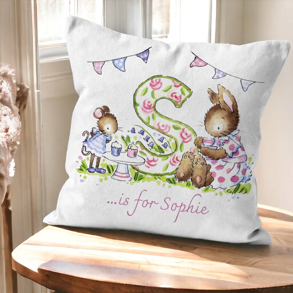 Personalised Initial Cushion for Girls