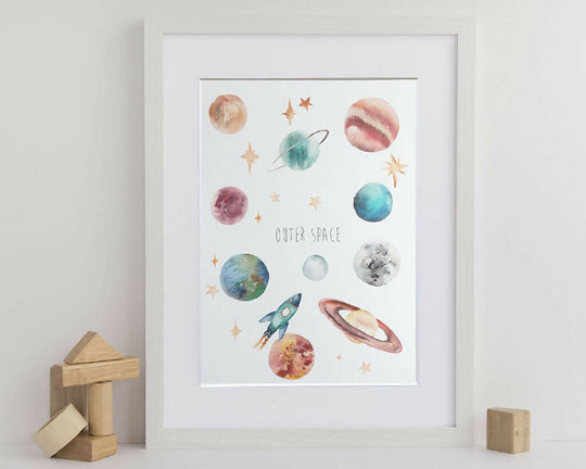 Planets Solar System Watercolour Art Print