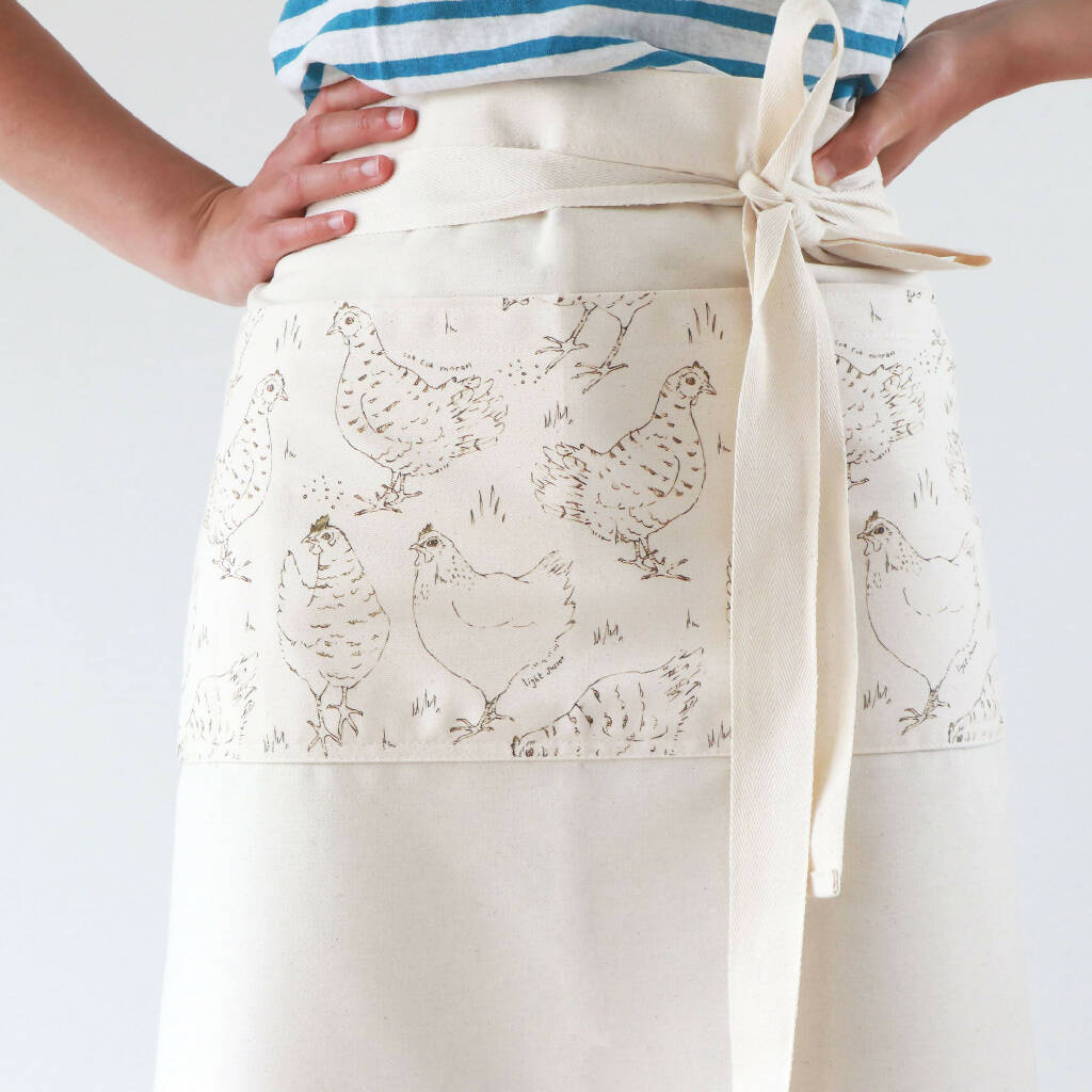 Natural Organic Half Wrap Around Pocket Hen Apron