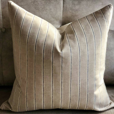 Rowing Stripe & Cream Velvet-Backed Cushion