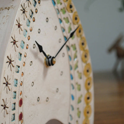 Large Mantel Clock With Pendulum In Bright Lace Design
