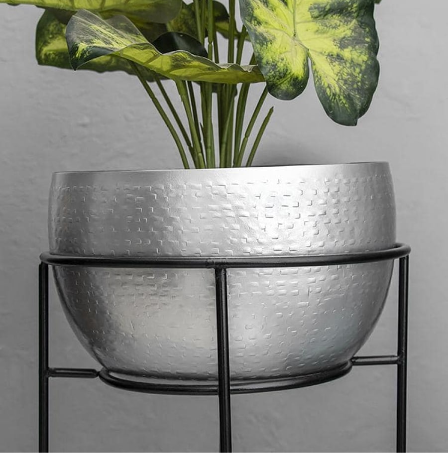 silver plant pot stand Silver Indoor Planter With Stand - Mira