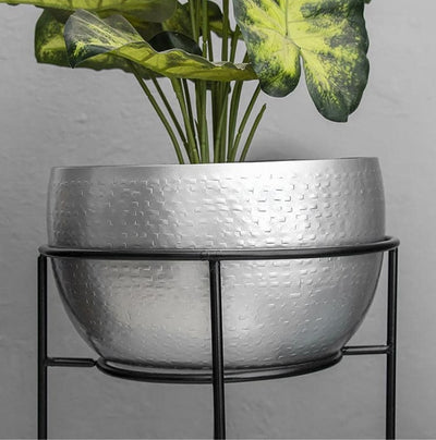 Silver Indoor Planter With Stand - Mira