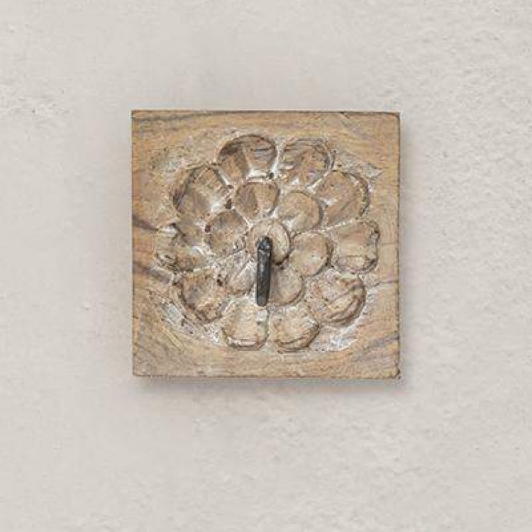 Wooden Square Single Wall Hook