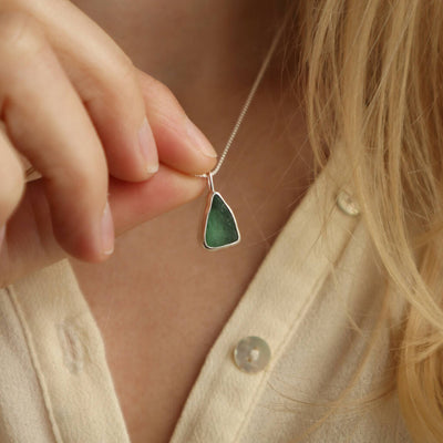 Rhian Sea Glass Necklace in Green