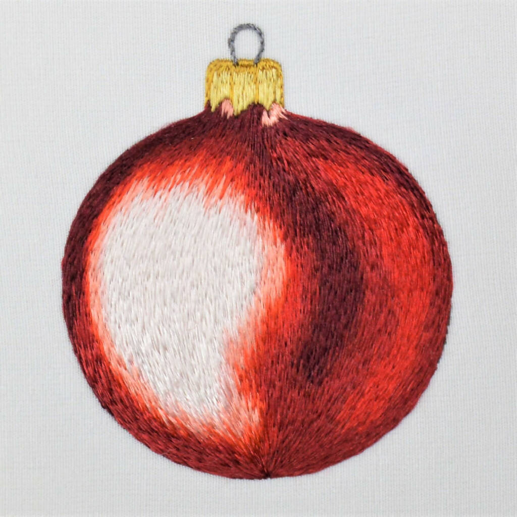 Christmas Bauble Silk Hand Embroidered Decoration