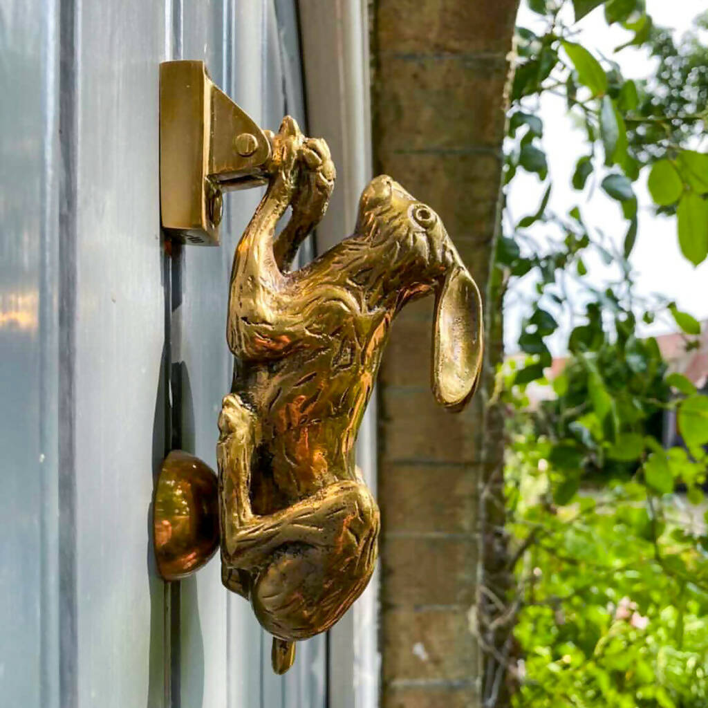Vitus Hare Door Knocker in Aged Brass