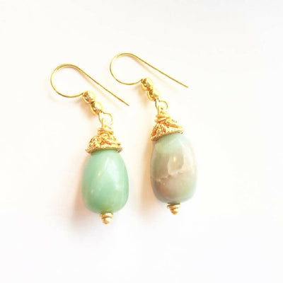 Amazonite Capped 18ct Gold Plated Earrings