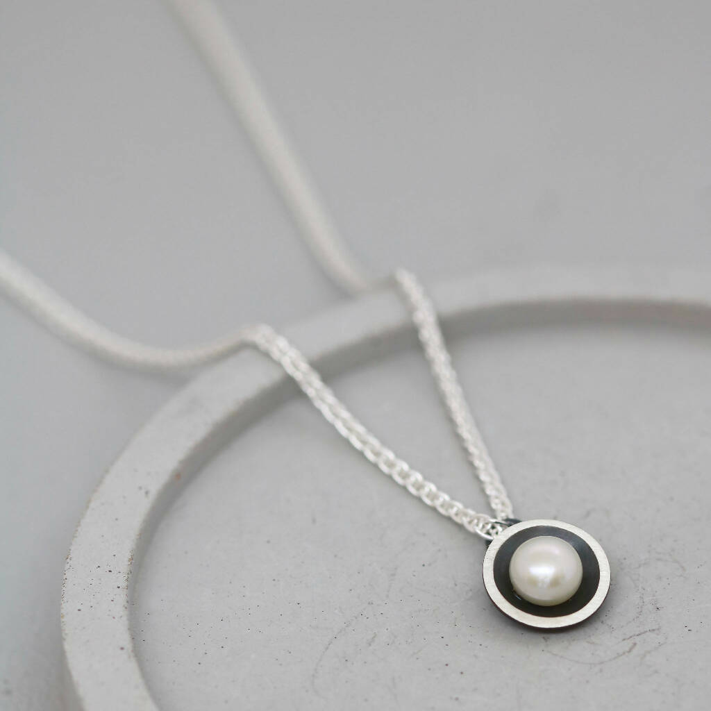 Pearl Pendant Necklace in Solid Sterling Silver