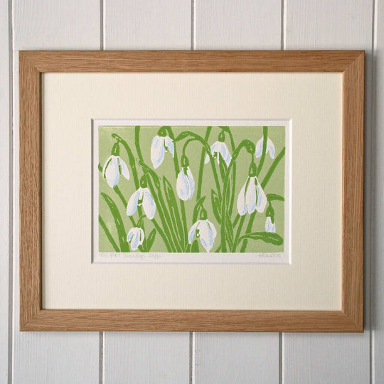 The first Snowdrops - Limited Edition - Original Linocut Print