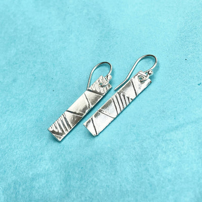 Geometric Rectangle Sterling Silver Earrings