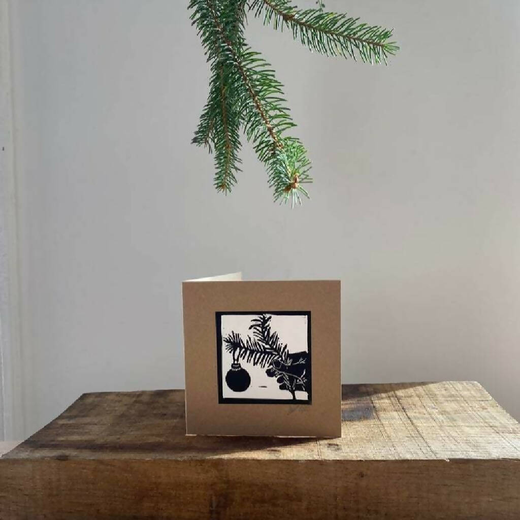 Bouclé 'Fir Tree in Hand' Hand-Printed Christmas Card