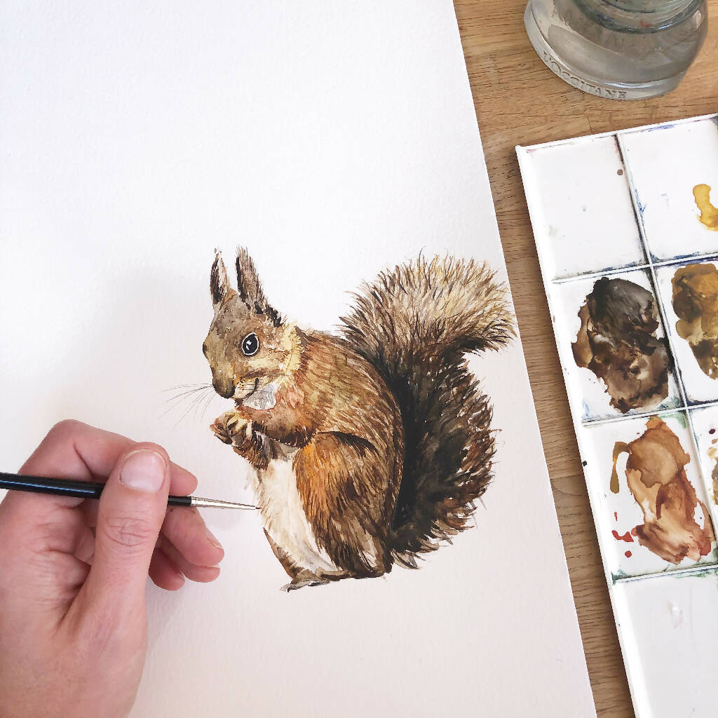 Squirrel Watercolour Art Print