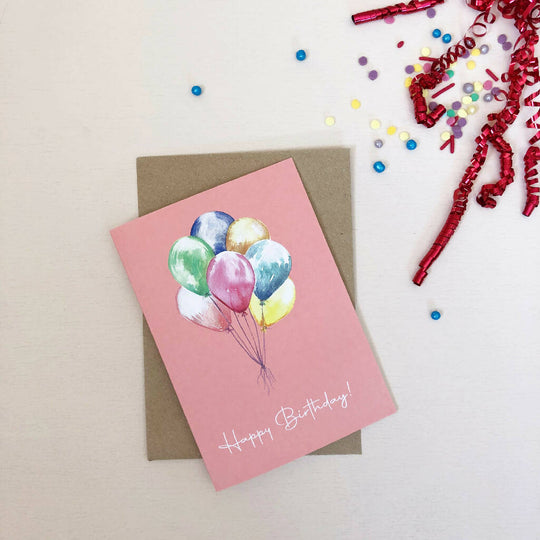 Watercolour Balloons Birthday Card