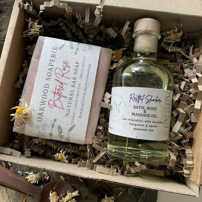 Floral Bath oil and soap gift box