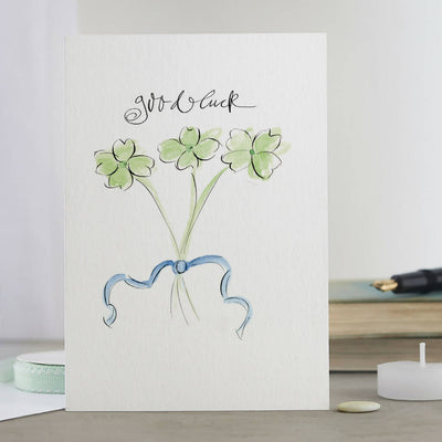 'Good Luck' Four-Leaf Clover Greeting Card