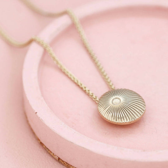 Sunburst Round Pendant Necklace in Solid 9ct Gold