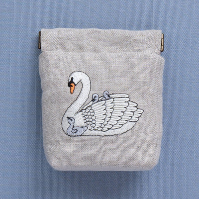 Embroidered Swan Snap Purse