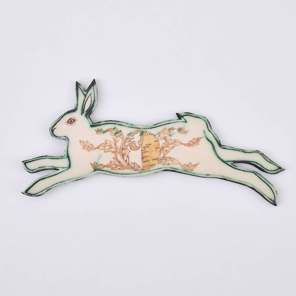 Half Moon Phase Hare Hanging Ceramic Decoration