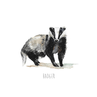 Badger Watercolour Art Print