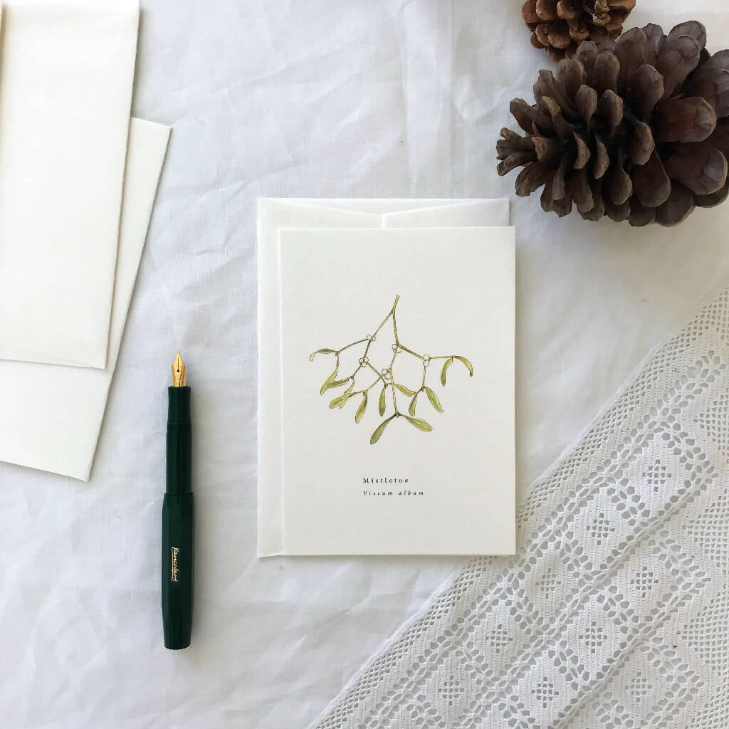 Mistletoe Watercolour Illustrated Christmas Card