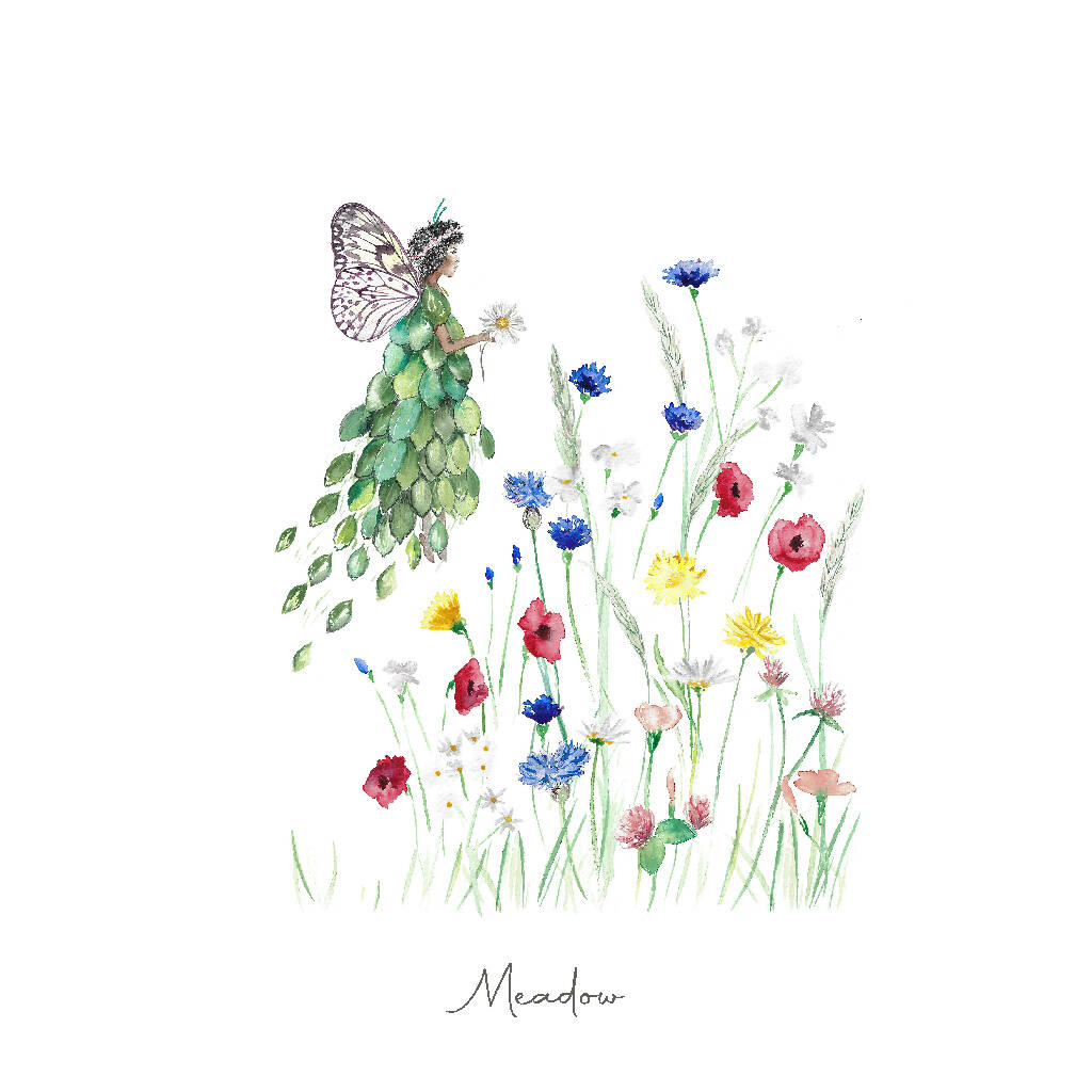 Watercolour Meadow Fairy Art Print