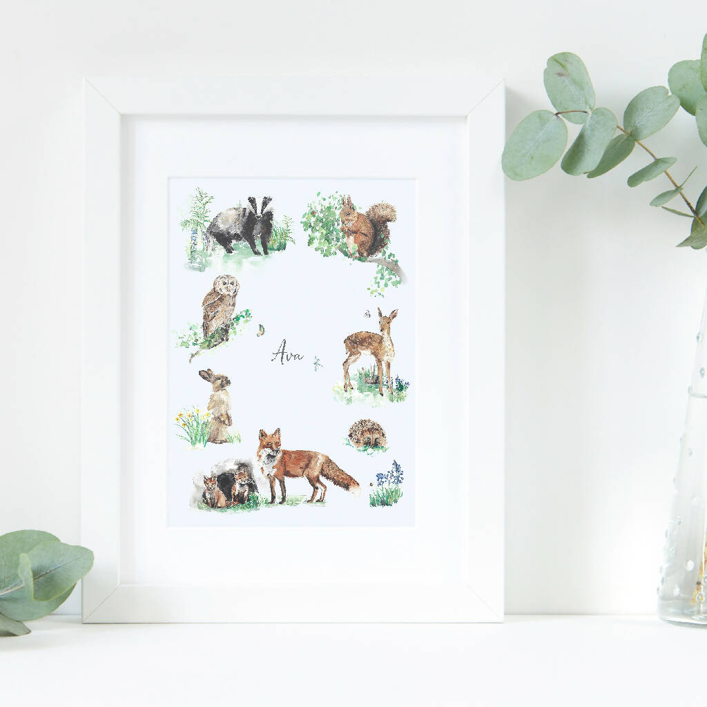 Woodland Animals Personalised Name Print