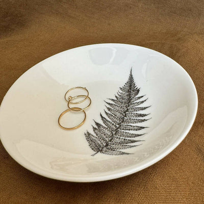 Fine Bone China Fern Round Trinket Dish