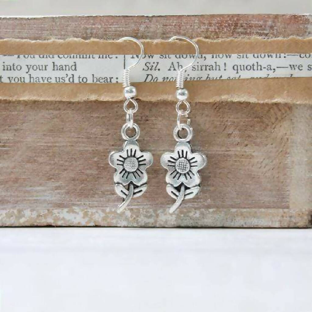 Flower Sterling Silver Earrings in a Box