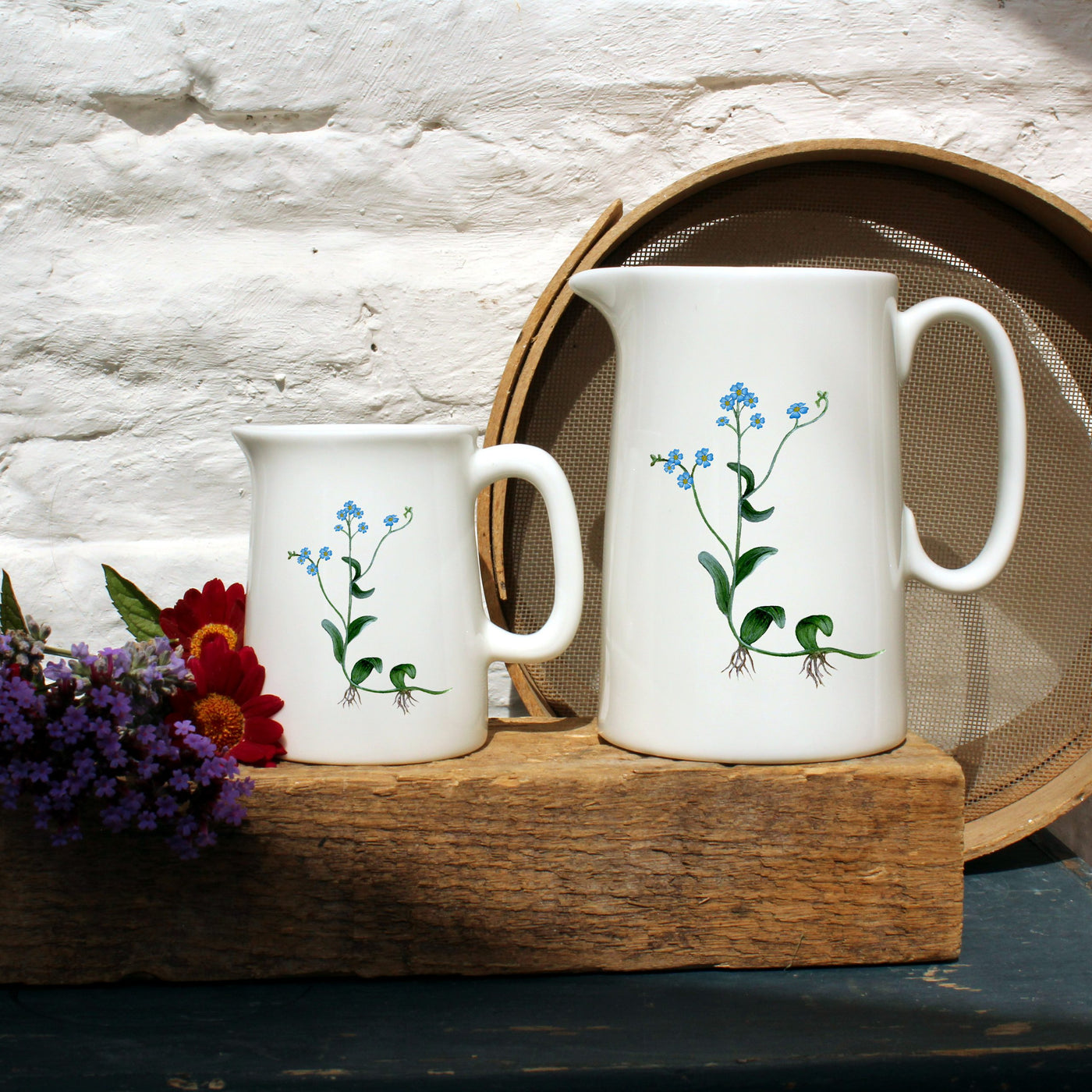 Bone China Jugs in Water forget-me-not