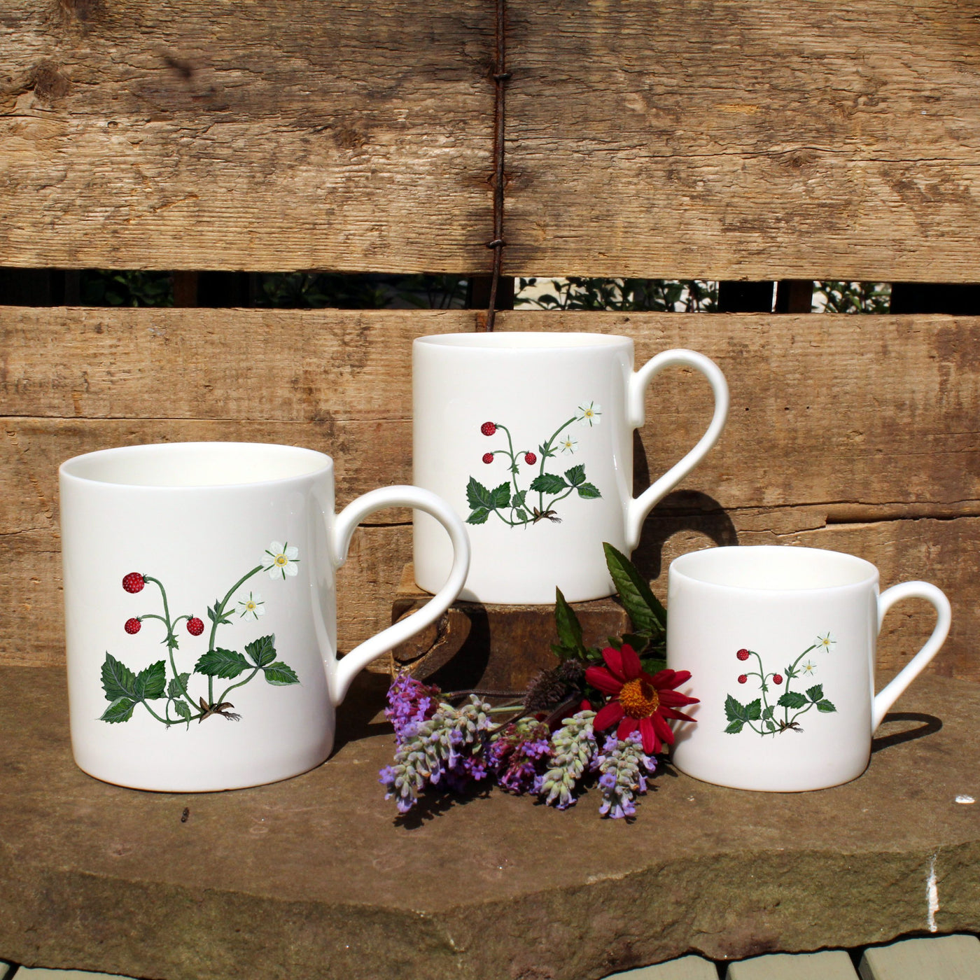 Bone China Mugs in Wild Strawberry