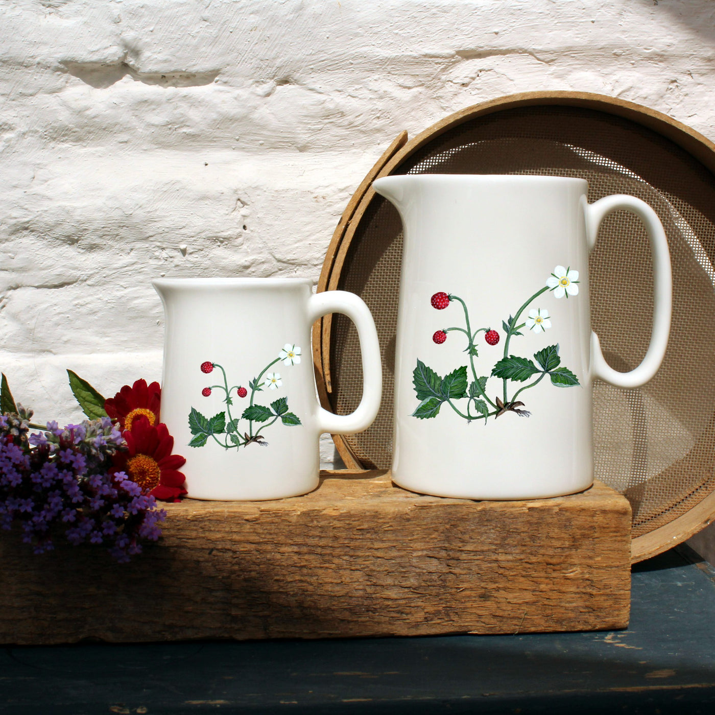 Bone China Jugs in Wild Strawberry