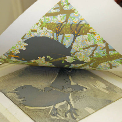 Blackthorn Blackbirds - Limited Edition - Original Linocut Print