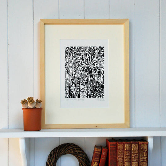 Hare in the barley - Open Ended Edition - Original Linocut Print