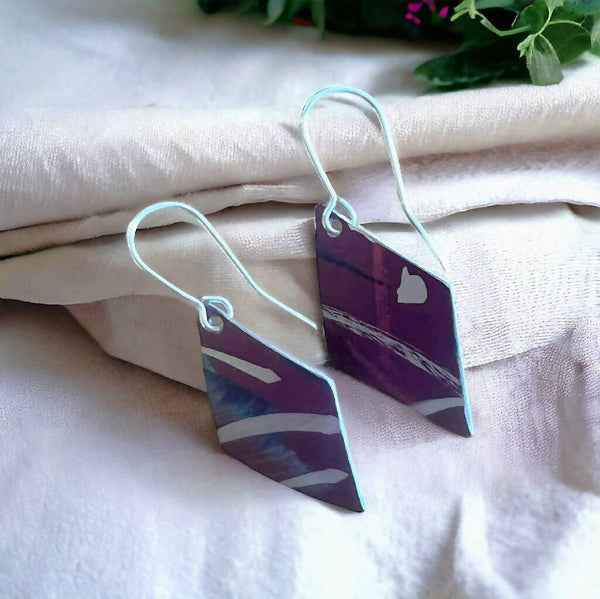 Foxglove Inspired Purple Aluminium / Sterling Silver Earrings