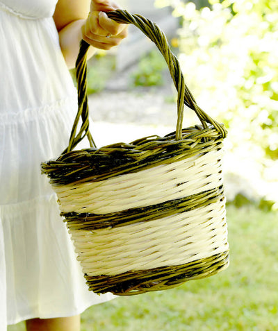 Traditional Italian Style Panaro Basket woven in Willow and Cane