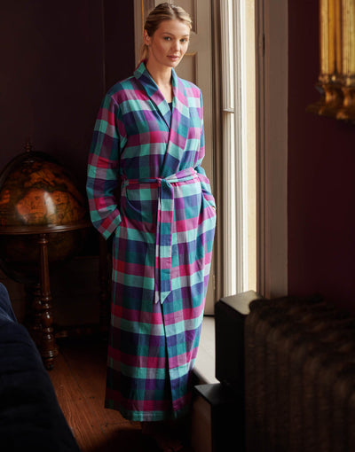 Women's Brushed Cotton Dressing Gown – Montrose Check