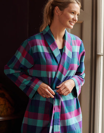 Women's Brushed Cotton Dressing Gown – Montrose Check