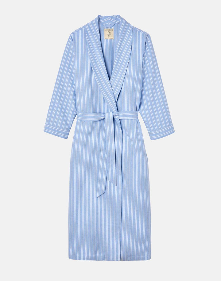 blue and white striped dressing gown Men's Sky Blue, Navy & White Stripe Dressing Gown