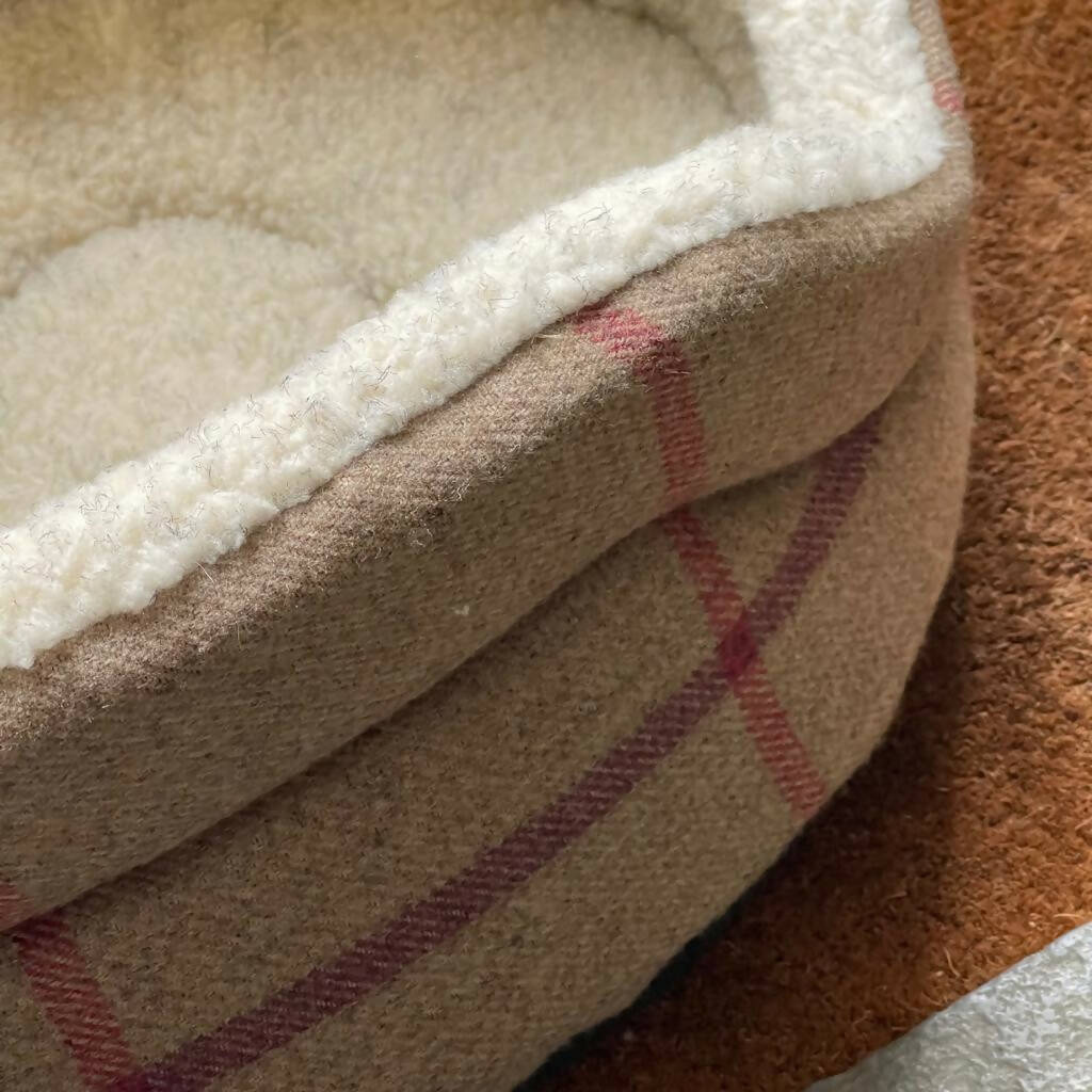 Hand Made Tweed Snuggle Dog Bed - Fleece Lined And Fully Washable