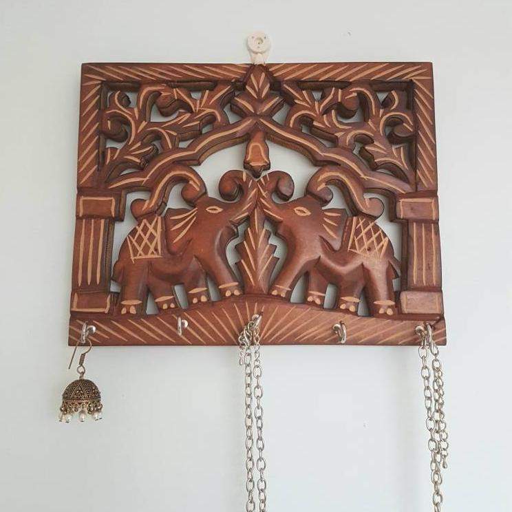 Wooden Elephant Coat & Key Rack
