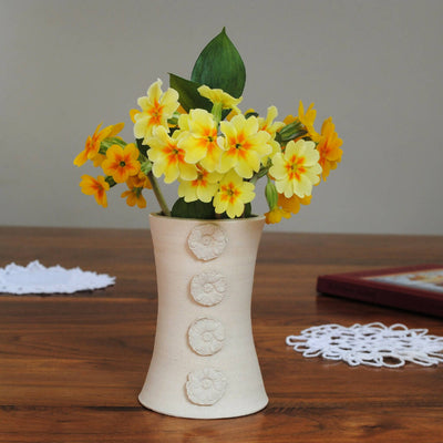 Blossoms Ceramic Vase in Cotton White