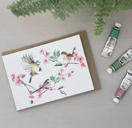 Garden Birds Watercolour Card