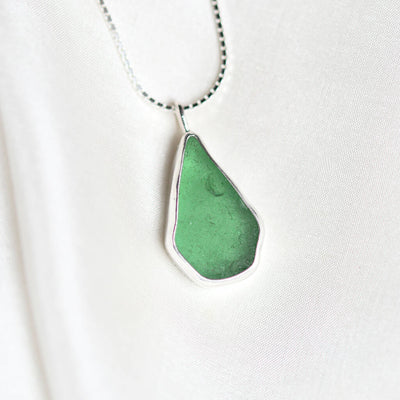 Freya Sea Glass Necklace in Green