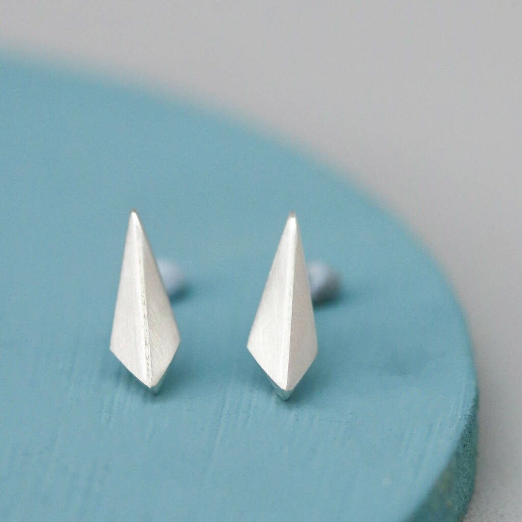 Kite Shape Stud Earrings in Solid Sterling Silver