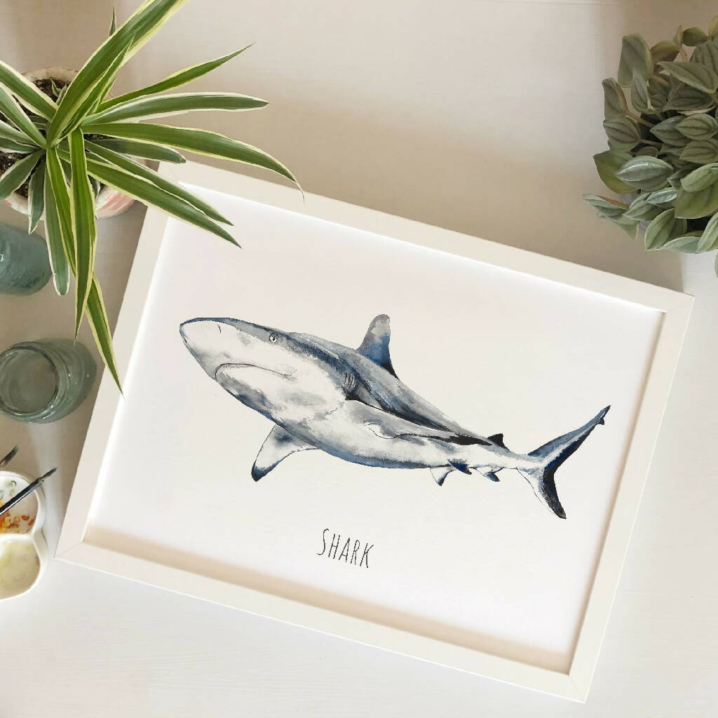 Watercolour Shark Print