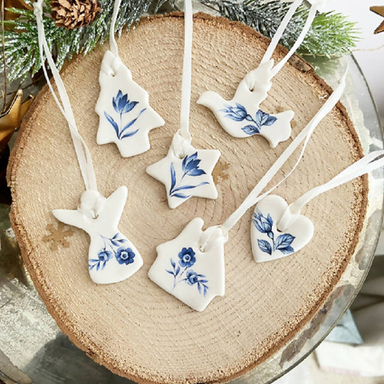A set of 6 porcelain decorations