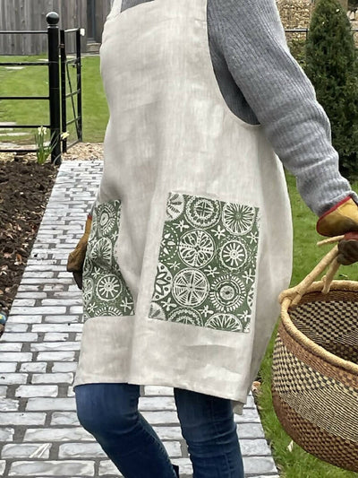 Naturally Dyed, Soft Linen Cross Back Apron